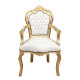 Fauteuil Blanc &t Argent Style Baroque