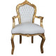 Fauteuil Blanc &t Argent Style Baroque