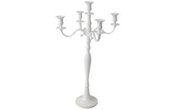 Chandelier Métal Blanc - 5 Branches - H80 cm