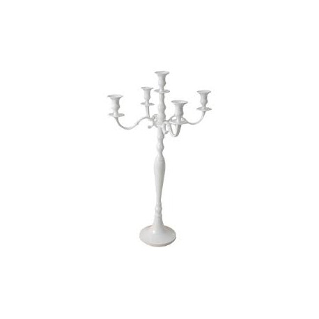 Chandelier Métal Blanc - 5 Branches - H80 cm