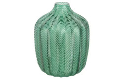 Vase en Verre Strié Vert H18 - Ø 15 cm