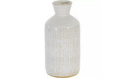 Vase en Grès Quadrillé Blanc H13 - Ø 8 cm