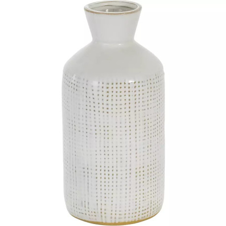 Vase en Grès Quadrillé Blanc H13 - Ø 8 cm